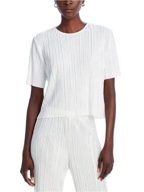 Aqua White Pleated Short-Sleeve Top (PART OF SET)
